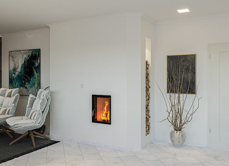 Kamin Deckenhoch und mit gerader Sichtscheibe