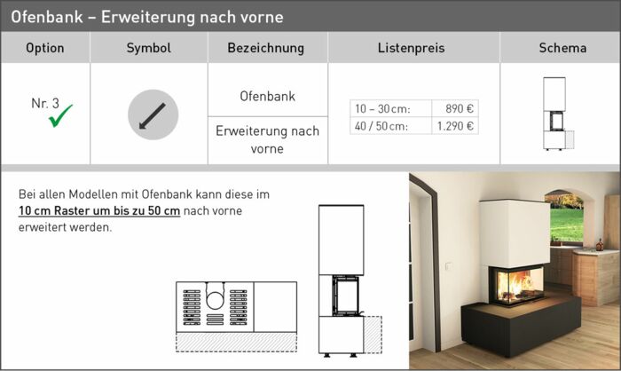 Ofenbank Erweiterung nach vorne