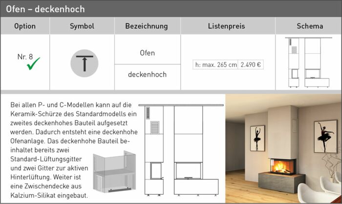 Ofen deckenhoch