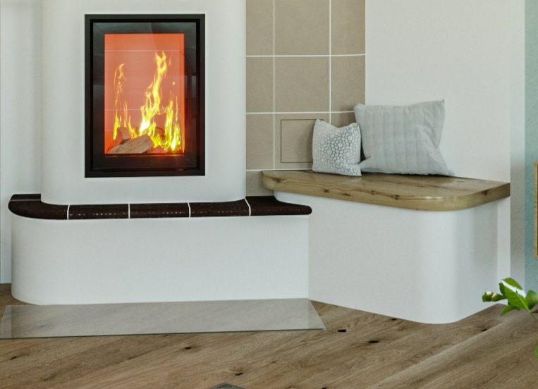 Kachelofen Brandschutz Glasbodenplatte