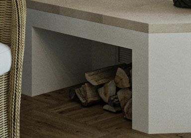 Holzlager unter Natursteinsitzbank