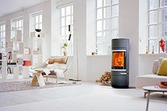 wood-burning stove with steel casing