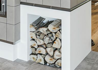 Holzlager neben Herd