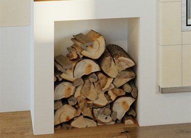 Aufsatzherd Holzlager