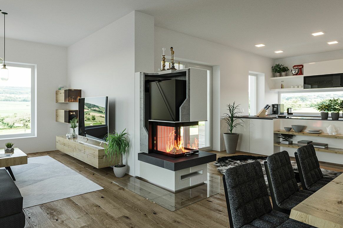 Kamin mit Ausschnitt