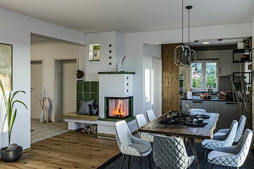 Traditional Tiled Fireplace